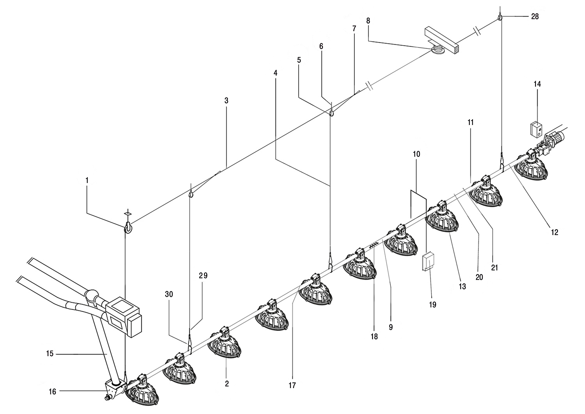 Система кормления ремонтного молодняка бройлеров с овальной кормушкой «Виту» (линия)
